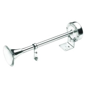 Enkelt horn, 12/24 V, rustfrit stål, høy tone.